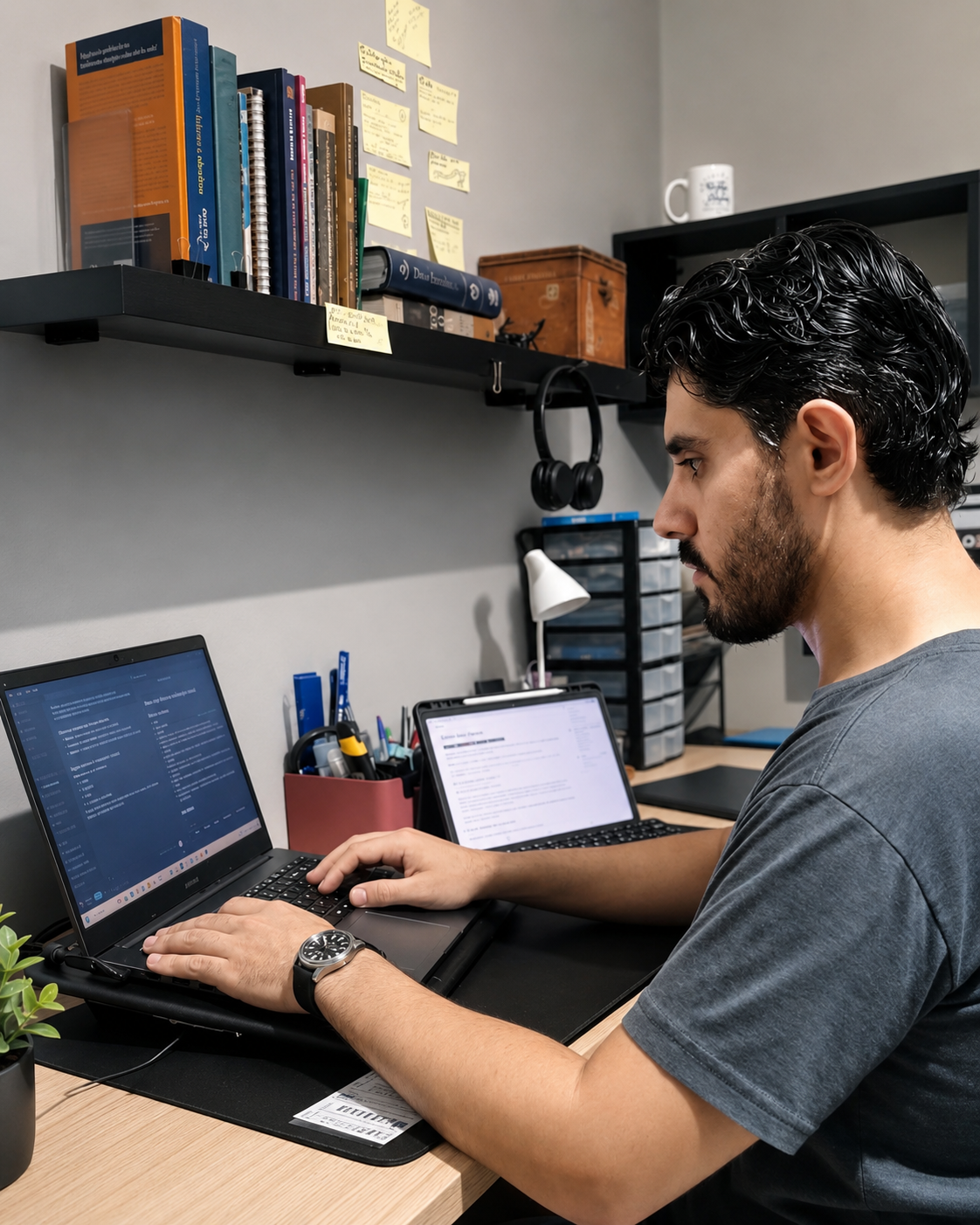 Gustavo Franz estudando programação em Python em seu espaço de trabalho